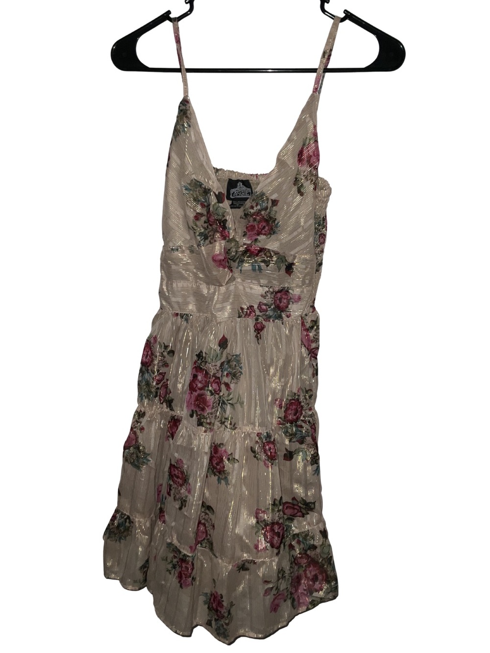 Angie Beige Mini Dress with Pink Floral Print
